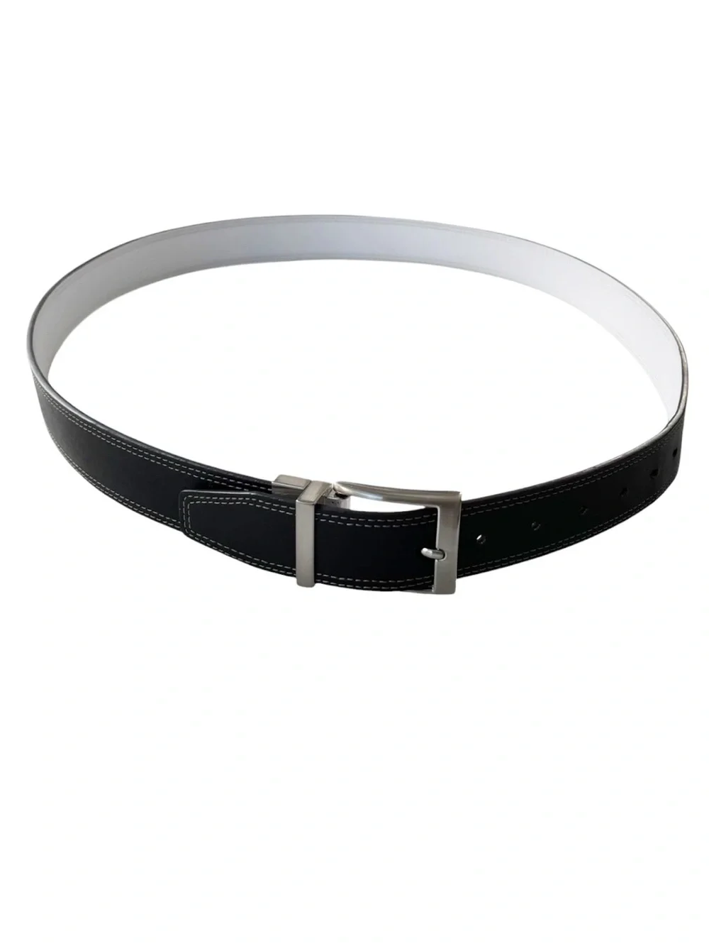 Nike Genuine Leather Reversible black and white mens brushed nickel belt | XL